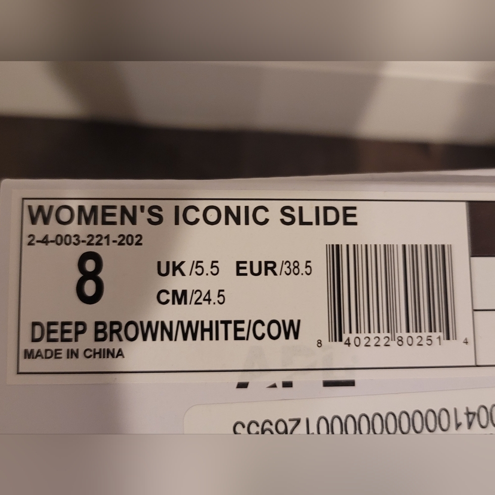 APL NWT NIB Limited Edition $195 Brown DYED COW HAIR LEATHER FUR SLIDES WOMENS 8 - Picture 6 of 6